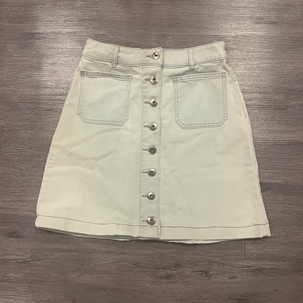 Kate Spade light blue Denim A-line metal buttons mini skirt (size 2)